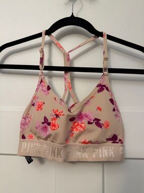 PINK sport Victoria's Secret Nude Floral Strappy V-Neck Bralette
